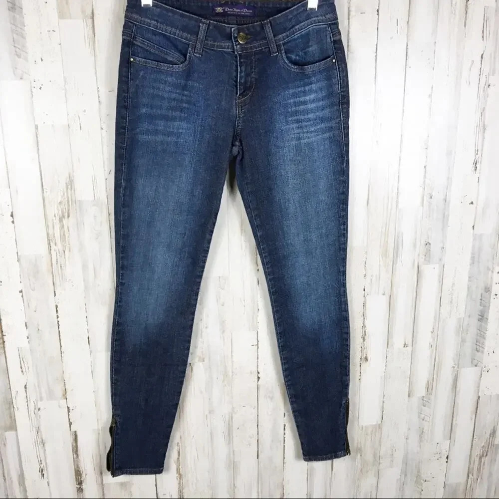 Divine Rights Denim Skinny Ankle Zipper Blue Jeans v6x